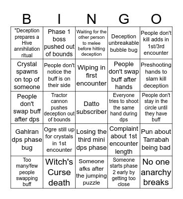 CoS Bingo Card