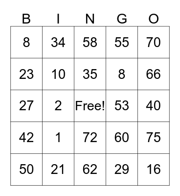 Easter Mystery Bingo Card