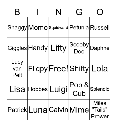 Pop Culture Bingo Card