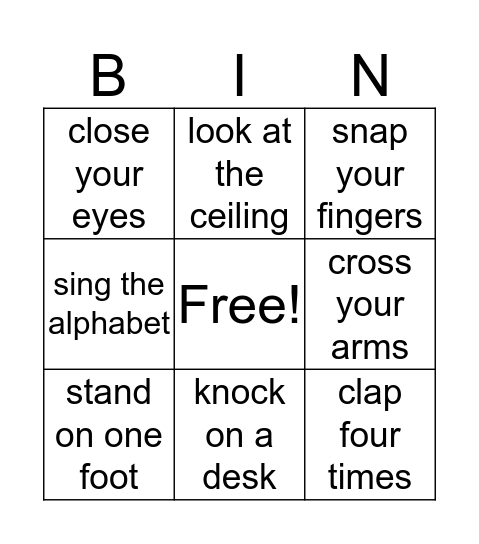 Will you do me a favour ? Bingo Card