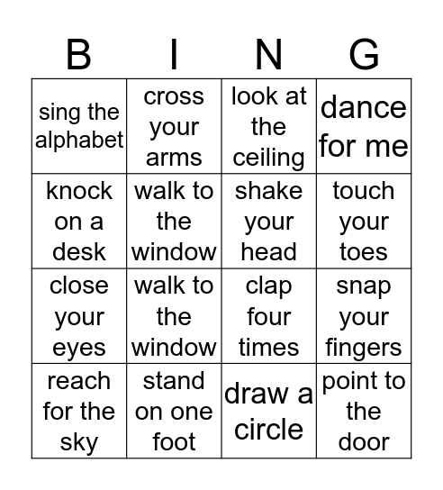 Will you do me a favour ? Bingo Card