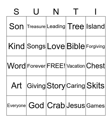 SunTreasure Island Bingo Card