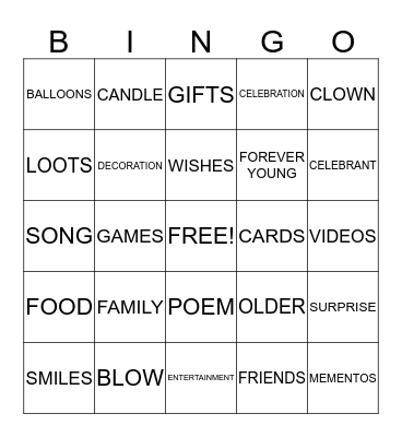BIRTHDAY BINGO Card