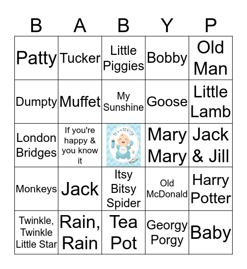 Nursery Rhyme Bingo Card