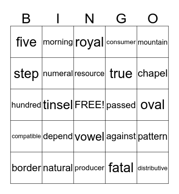 4TH GRADE Bingo Card