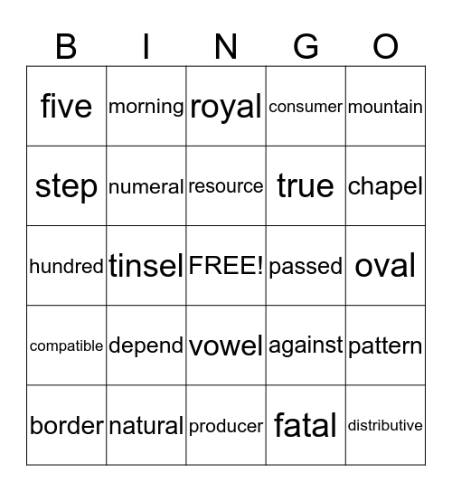 4TH GRADE Bingo Card