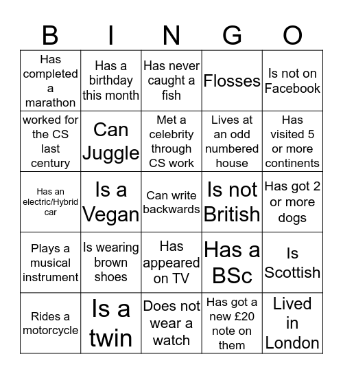 MMA 2020 Find somebody who Bingo Card