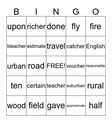 4TH GRADE Bingo Card