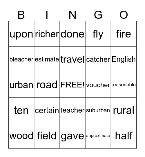 4TH GRADE Bingo Card