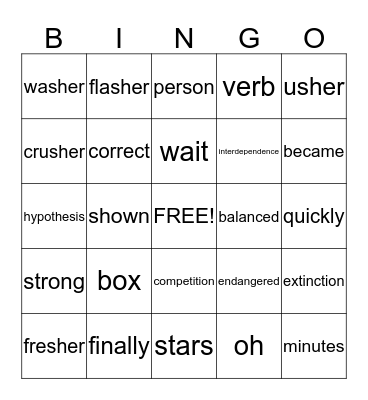 4TH GRADE Bingo Card