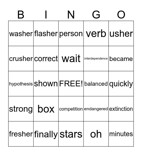 4TH GRADE Bingo Card