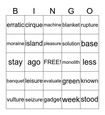 4TH GRADE Bingo Card