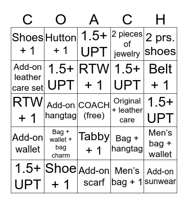 COACH Bingo Card