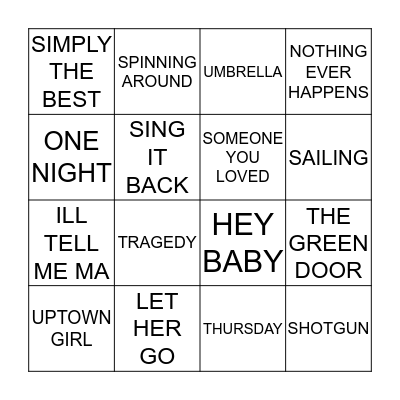 HITS 1 Bingo Card