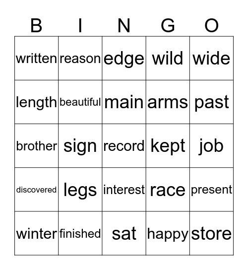 Bingo 6.3 Bingo Card