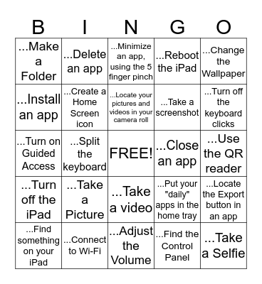 Getting to Know Your iPad - Can you...? Bingo Card