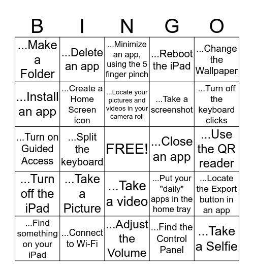 Getting to Know Your iPad - Can you...? Bingo Card