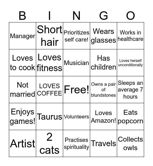 JESSIE'S BINGO!  Bingo Card