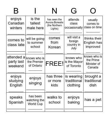 Find someone who... Bingo Card