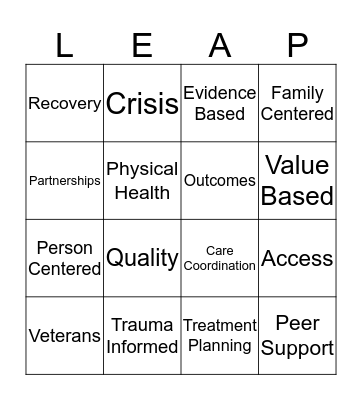 LEAP into CCBHC Bingo Card