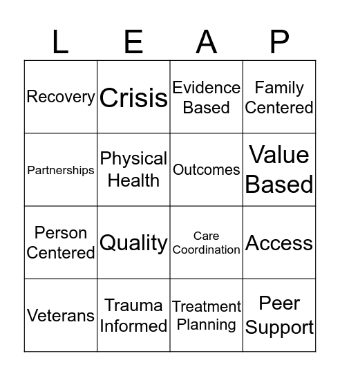 LEAP into CCBHC Bingo Card