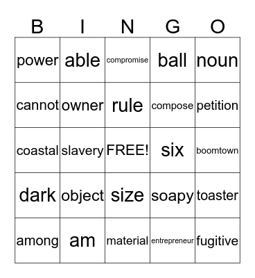 4TH GRADE Bingo Card
