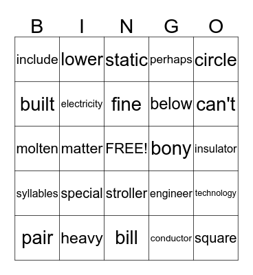 4TH GRADE Bingo Card