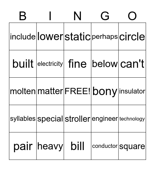 4TH GRADE Bingo Card