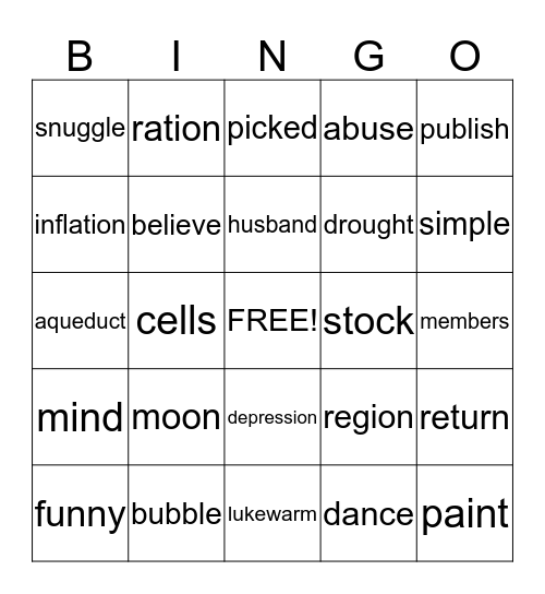 4TH GRADE Bingo Card