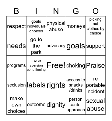 Praise Bingo Card