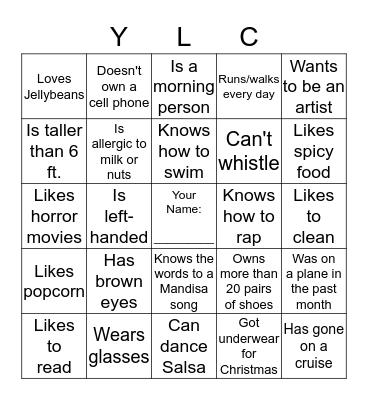 Get-to-Know-You Bingo Card