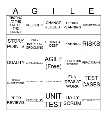 AGILE RETROSPECTIVE Bingo Card