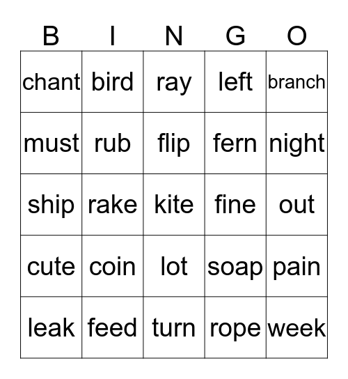 Q4 Phonics/Decoding Bingo Card