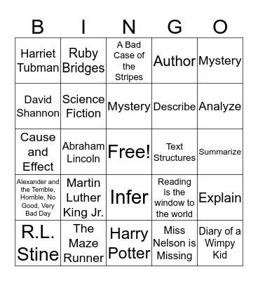 Nevada Reading Week Bingo Card