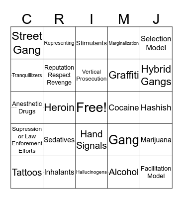 Juvenile Justice Bingo Card