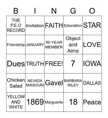 CHAPTER T Bingo Card