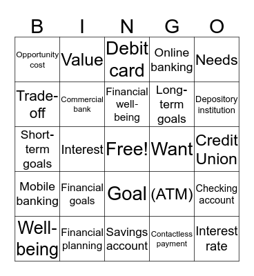 Personal Finance Bingo 1 Bingo Card