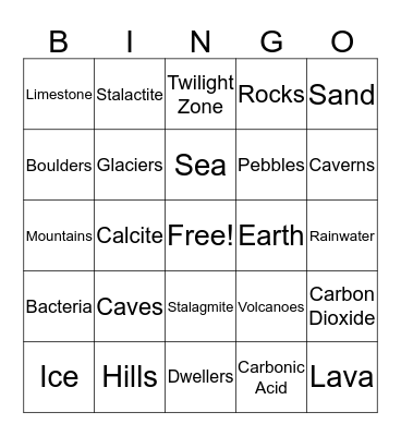Caves and Caverns Bingo Card