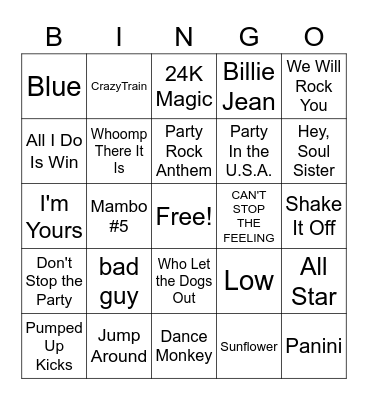 Pirates Rock Bingo Card