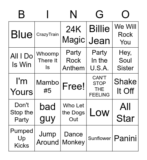 Pirates Rock Bingo Card