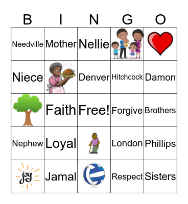 Phillips Family  Bingo Card