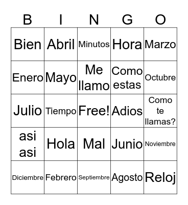 Conversaciones/Meses Bingo Card