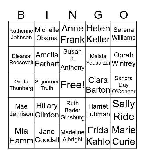International Women's Day Bingo Card