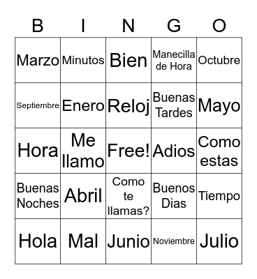 Conversaciones/Meses Bingo Card