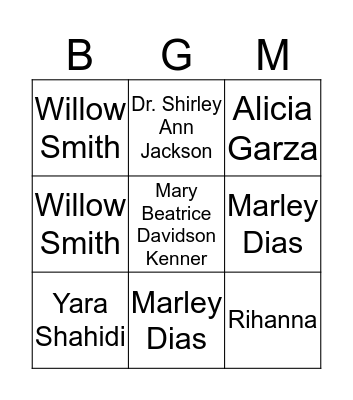 Black Girl Magic Bingo Card