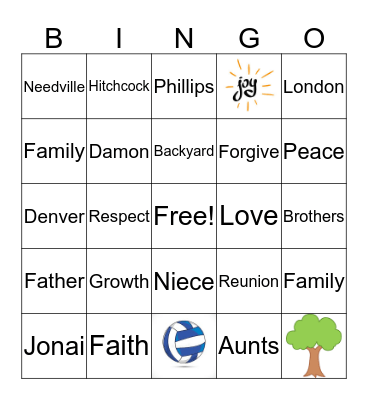 Phillips Family  Bingo Card