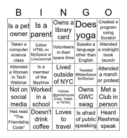 Monday Motivation with the Programs Team! Bingo Card