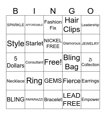 BLING BINGO Card