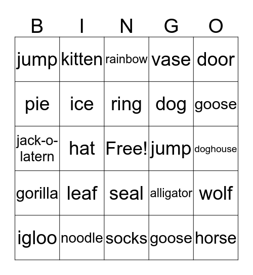 Monster's ABC Bingo Card