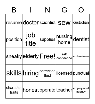 Unit 6 Vocabulary  Bingo Card